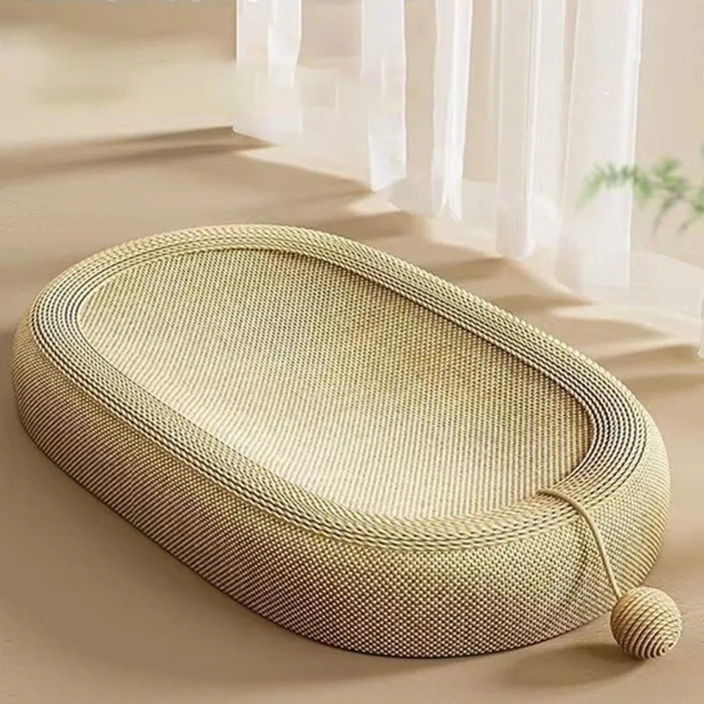 Cama rascadora ovalada para gatos con bola de juego interior - imagen 3