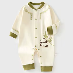 Mono de bebé con estampado panda lujoso para entretiempo