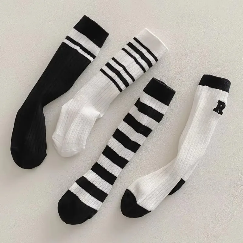 Calcetines rayas hasta la rodilla algodón para niños - Estilo coreano - imagen 2