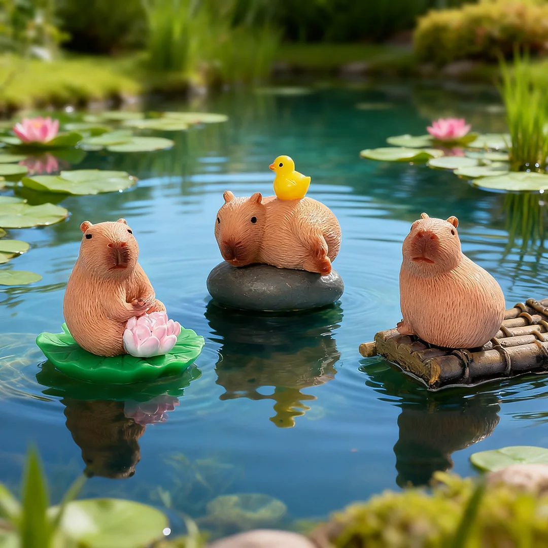 Figuras capibara de juguete decorativas para escritorio y jardín - imagen 3