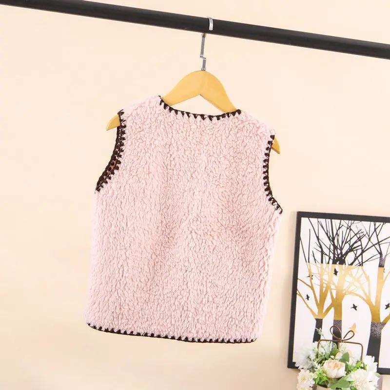 Chaleco polar de lana para niños con cuello en V - imagen 2