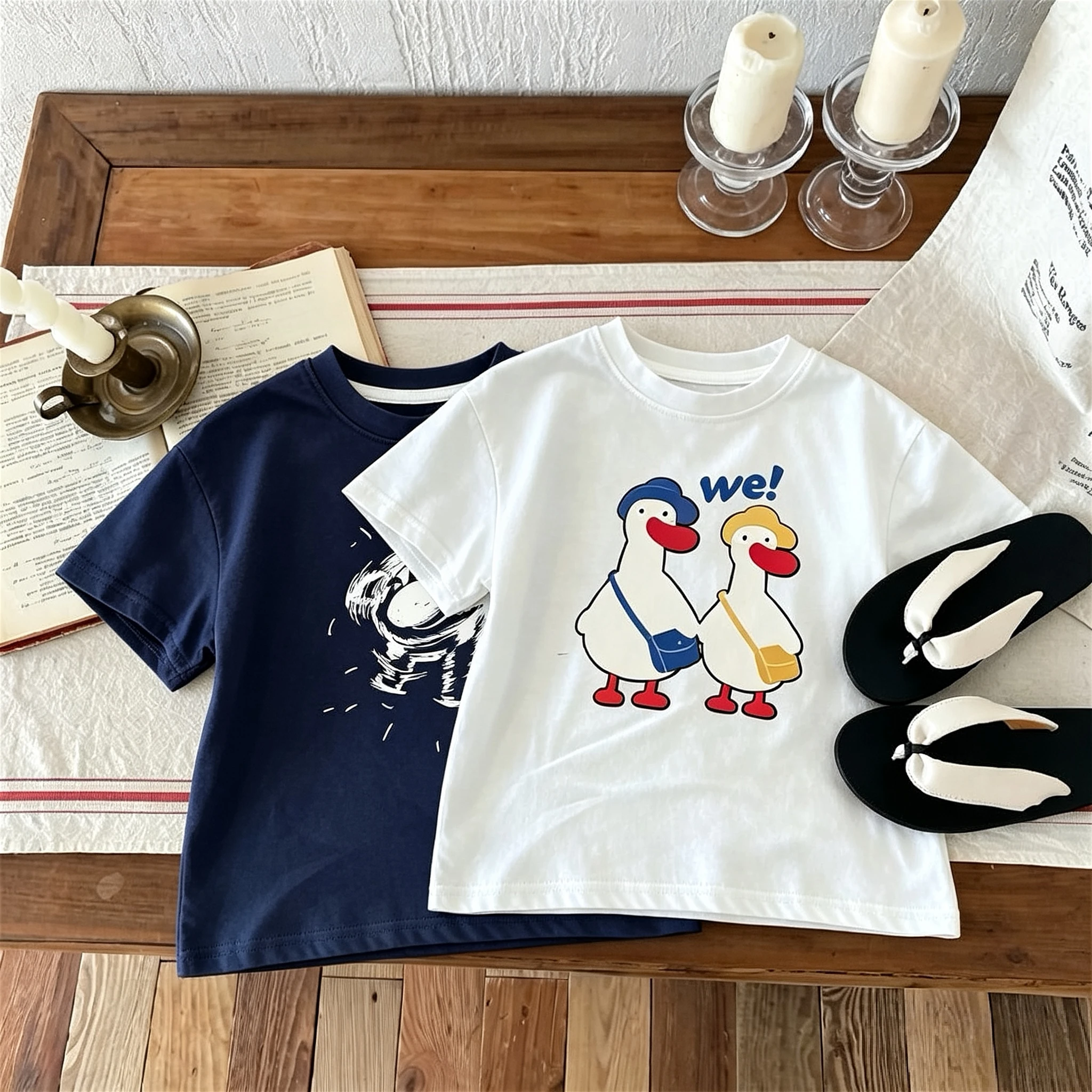 Camiseta niño cuello redondo holgada de verano estilo coreano - imagen 2