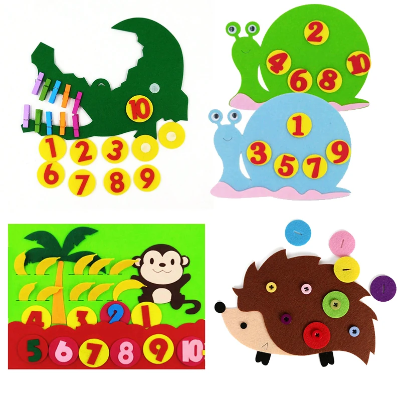 Rompecabezas de fieltro artesanal educativo con animales para niños