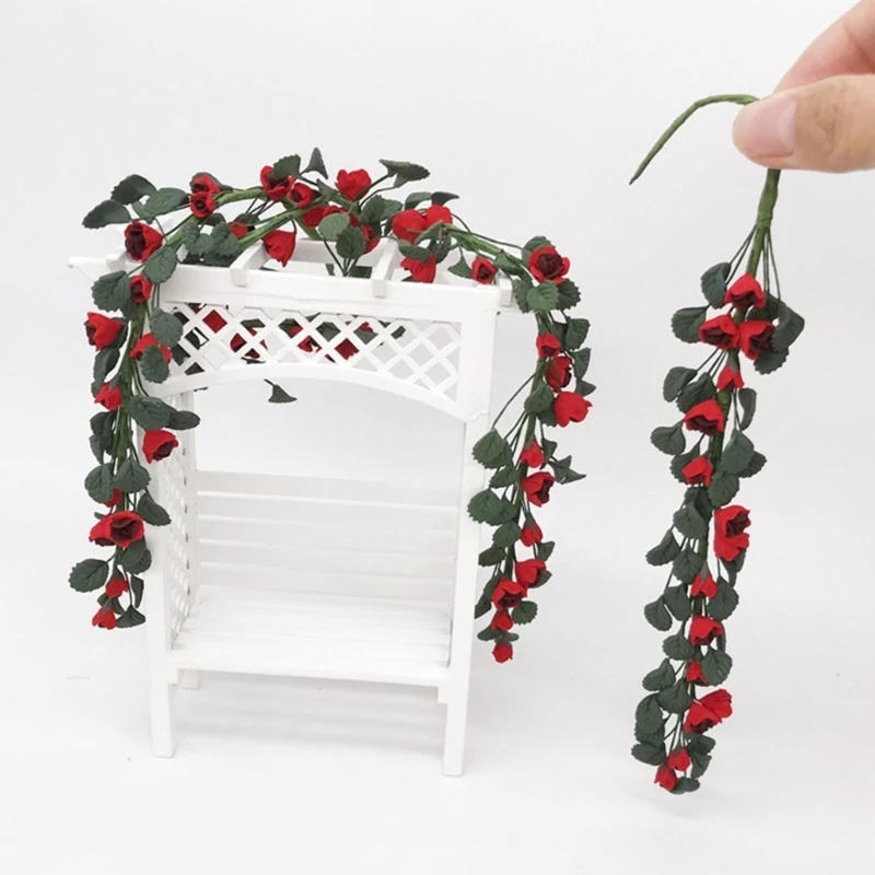 Planta colgante de resina para casa de muñecas jardín rosa - imagen 2