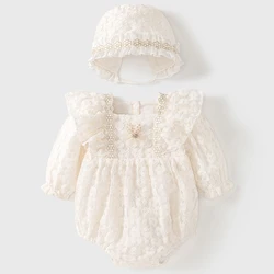Conjunto otoño niña recién nacida con mono encaje