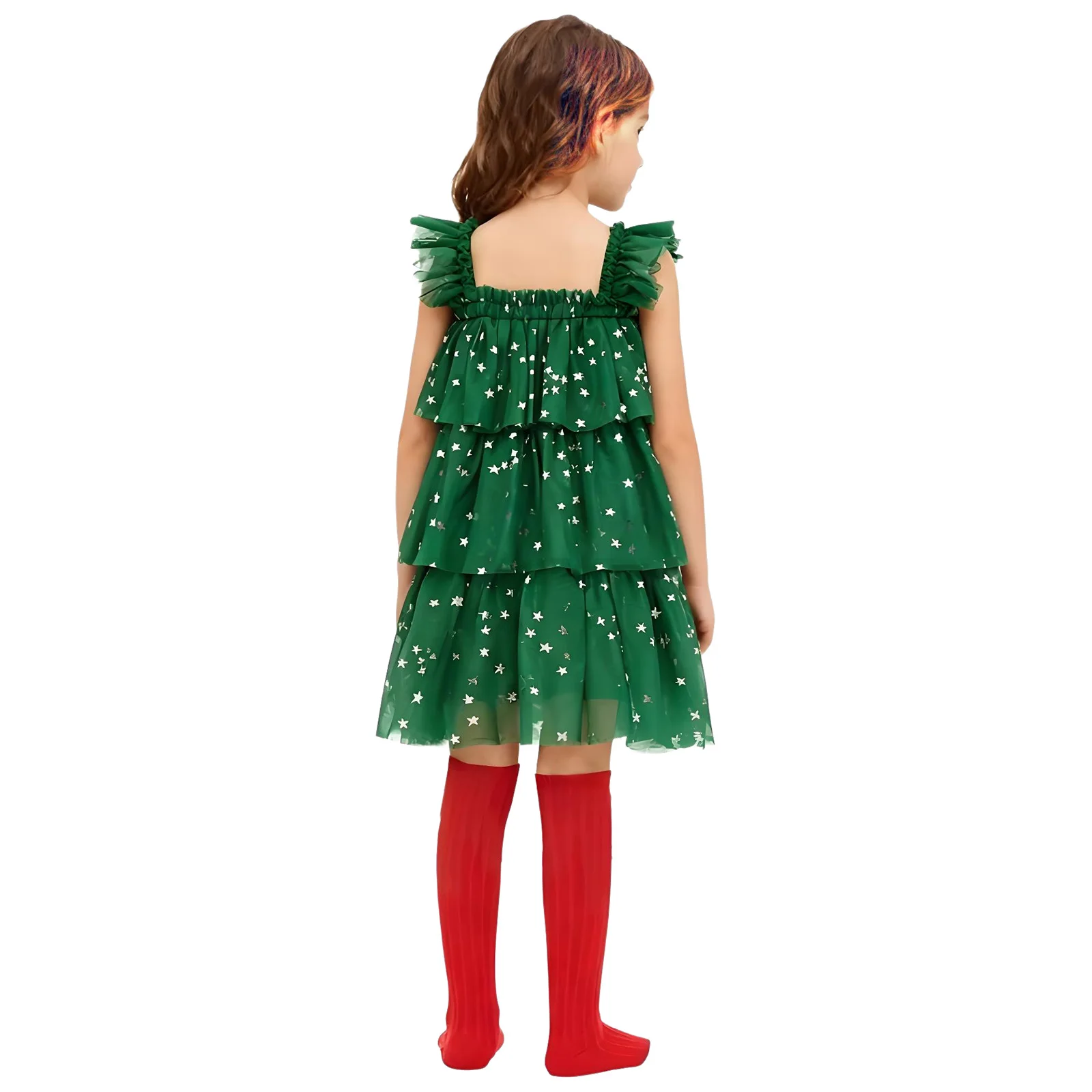 Vestido Navidad para niñas de tul con estrellas y tirantes - imagen 2