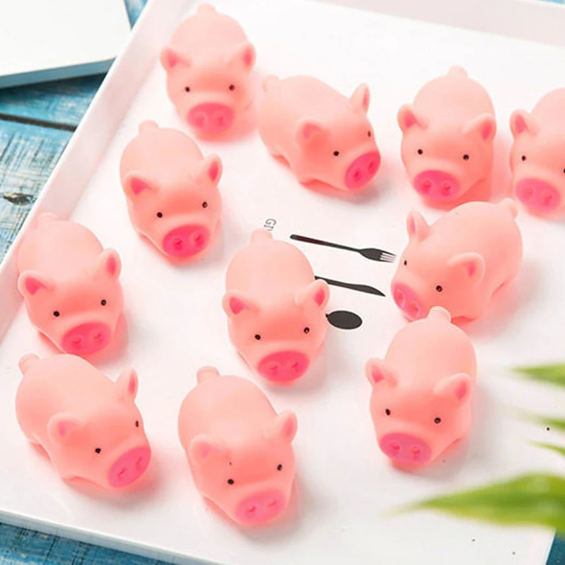 Cerdito de goma rosa con sonido, juguete infantil decorativo - imagen 4