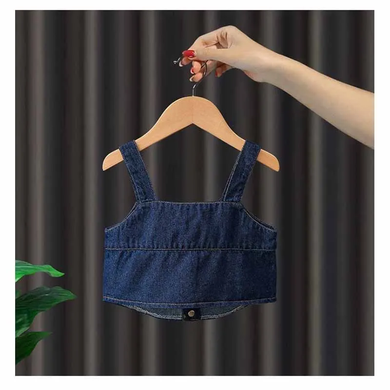 Conjunto vaquero de tirantes con sudadera para niña, primavera otoño - imagen 3