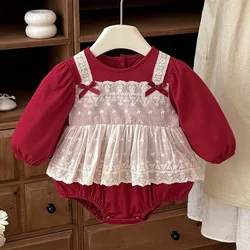 Herfst Body bebé de manga larga para niña con estampado princesa roja