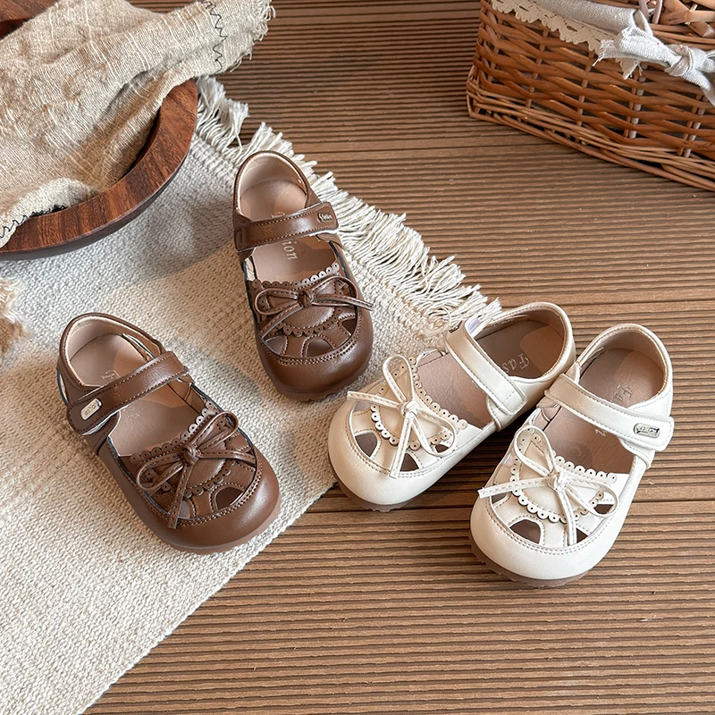 Sandalias antideslizantes de verano para niñas con encaje y lazo - imagen 5