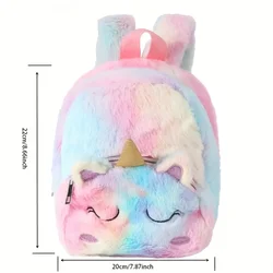 Mochila unicornio felpa - Color arcoíris para preescolar