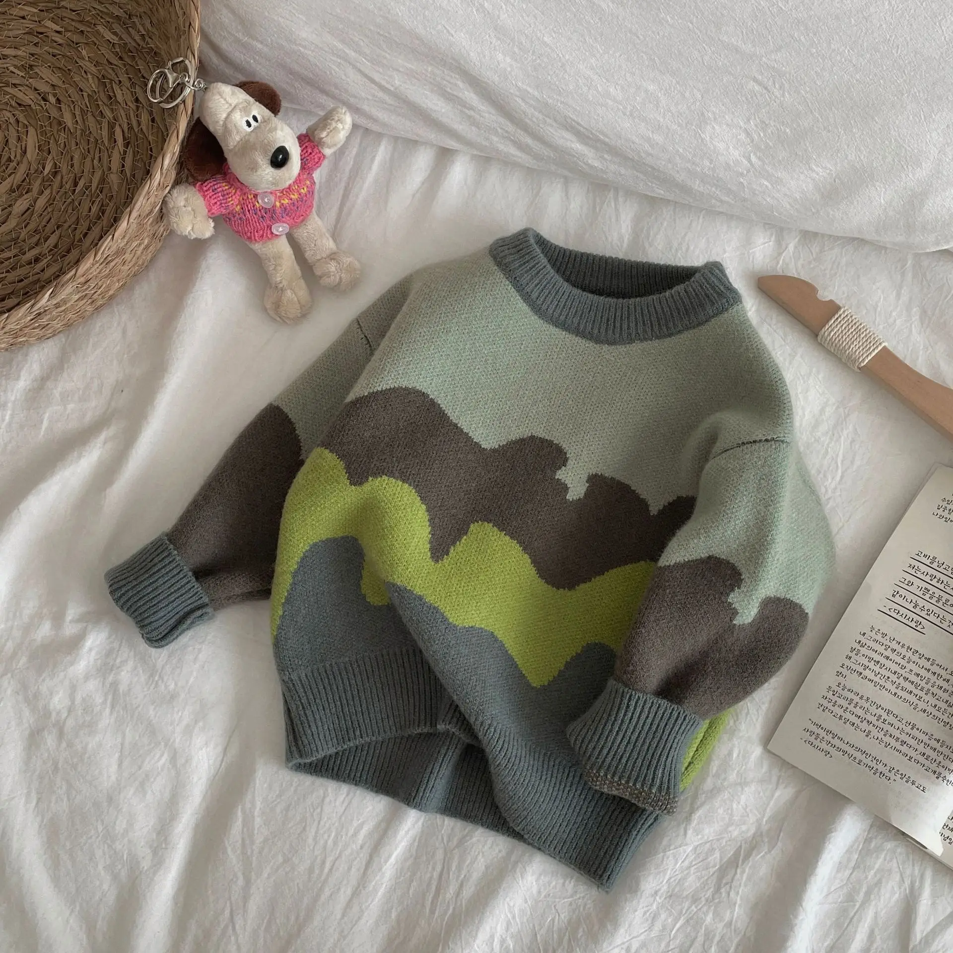 Jersey de invierno para niños en algodón a rayas con contraste - imagen 4
