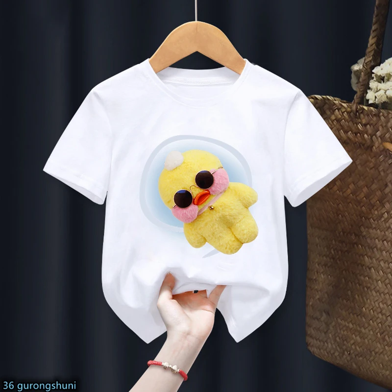 Lalafanfan Camiseta infantil de algodón suave con estampado de pato - imagen 4