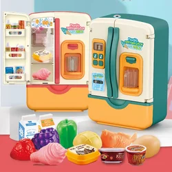 Casa de juegos para niños con cocina de juguete y refrigerador