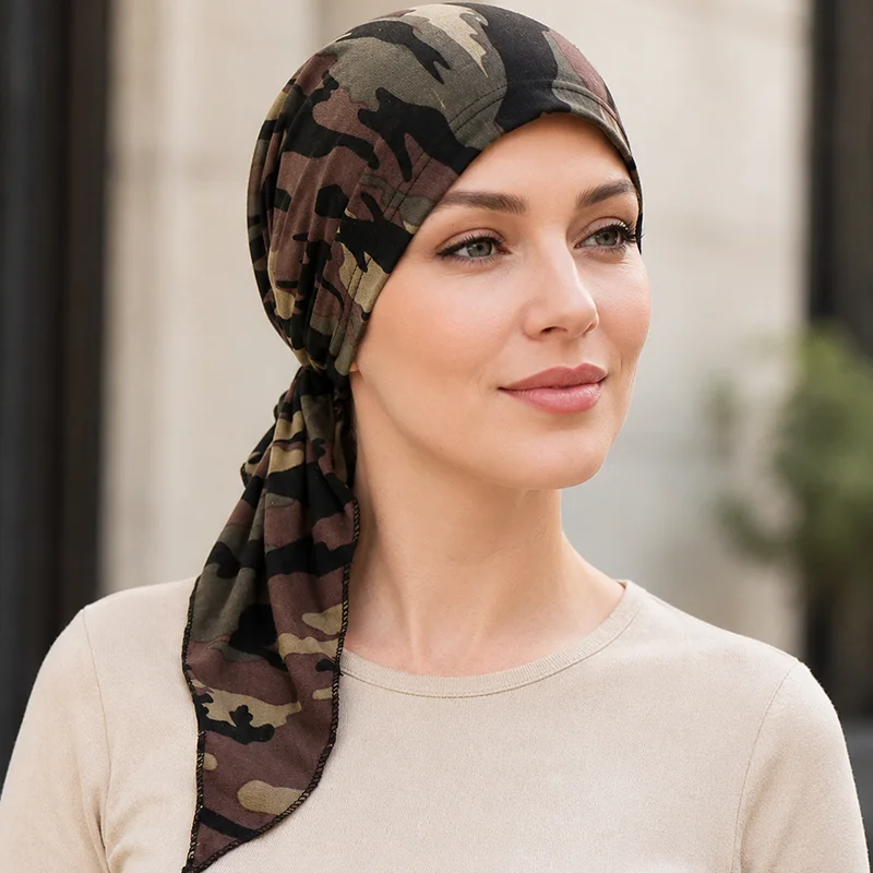 Gorro turbante floral transpirable de poliéster con lazo - imagen 5