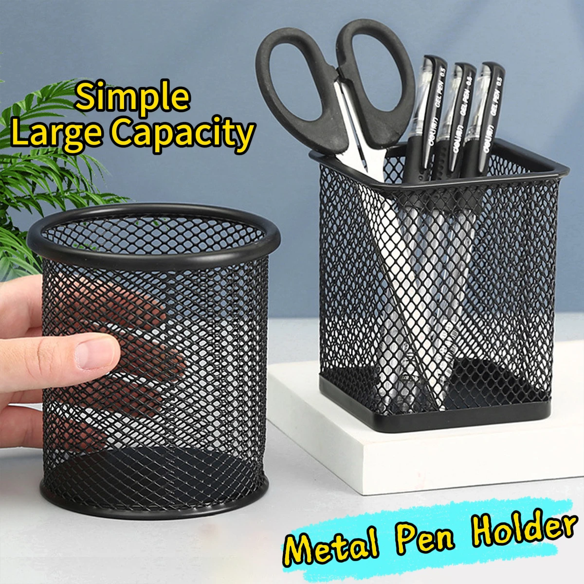Uso del organizador con taza y bolígrafos