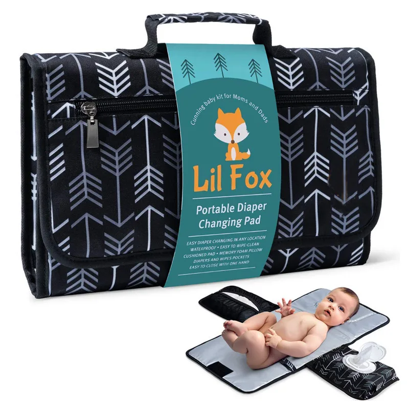 Cambiador plegable de pañales con almohadilla y bolsa
