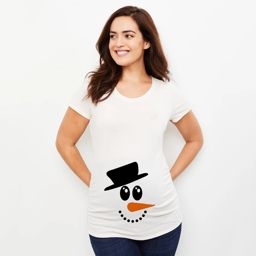 Camiseta maternidad navideña blanca manga corta muñeco de nieve - imagen 2