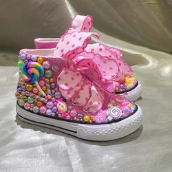 Dollbling zapatillas de niña con perlas acabado artesanal para fiesta