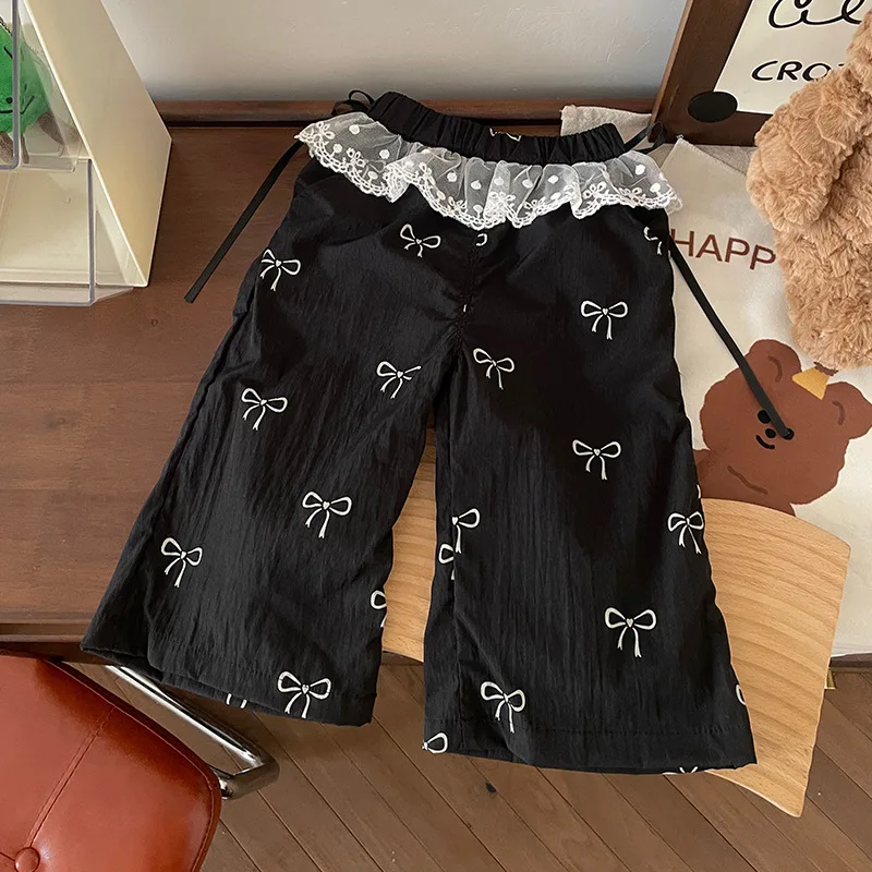 Pantalones de encaje sueltos con lazo infantil unisex - imagen 5