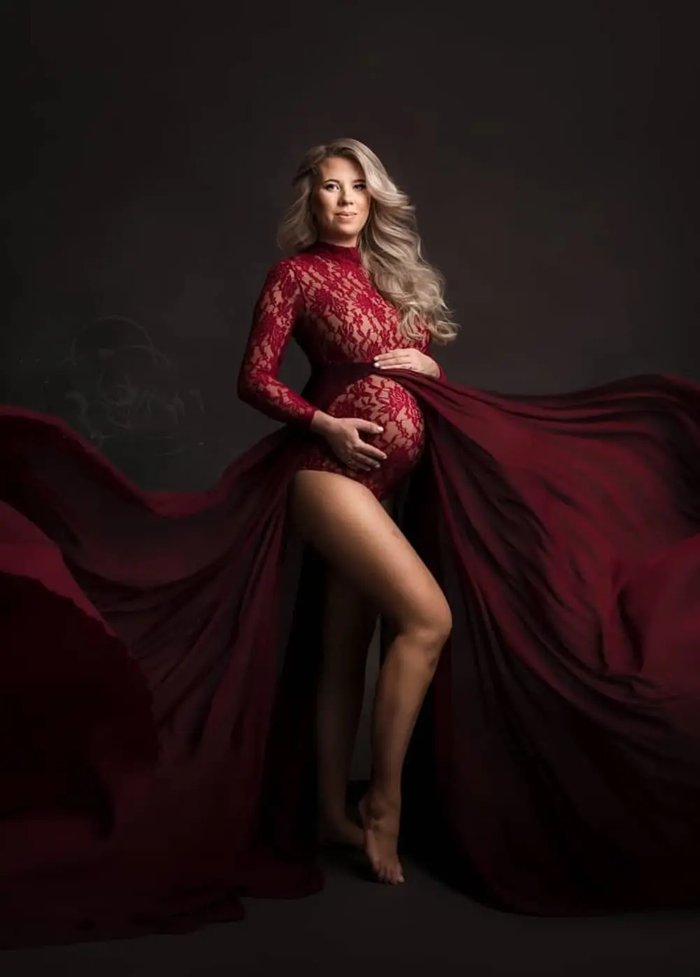 Vestido de maternidad de encaje con falda gasa extraíble Boutique