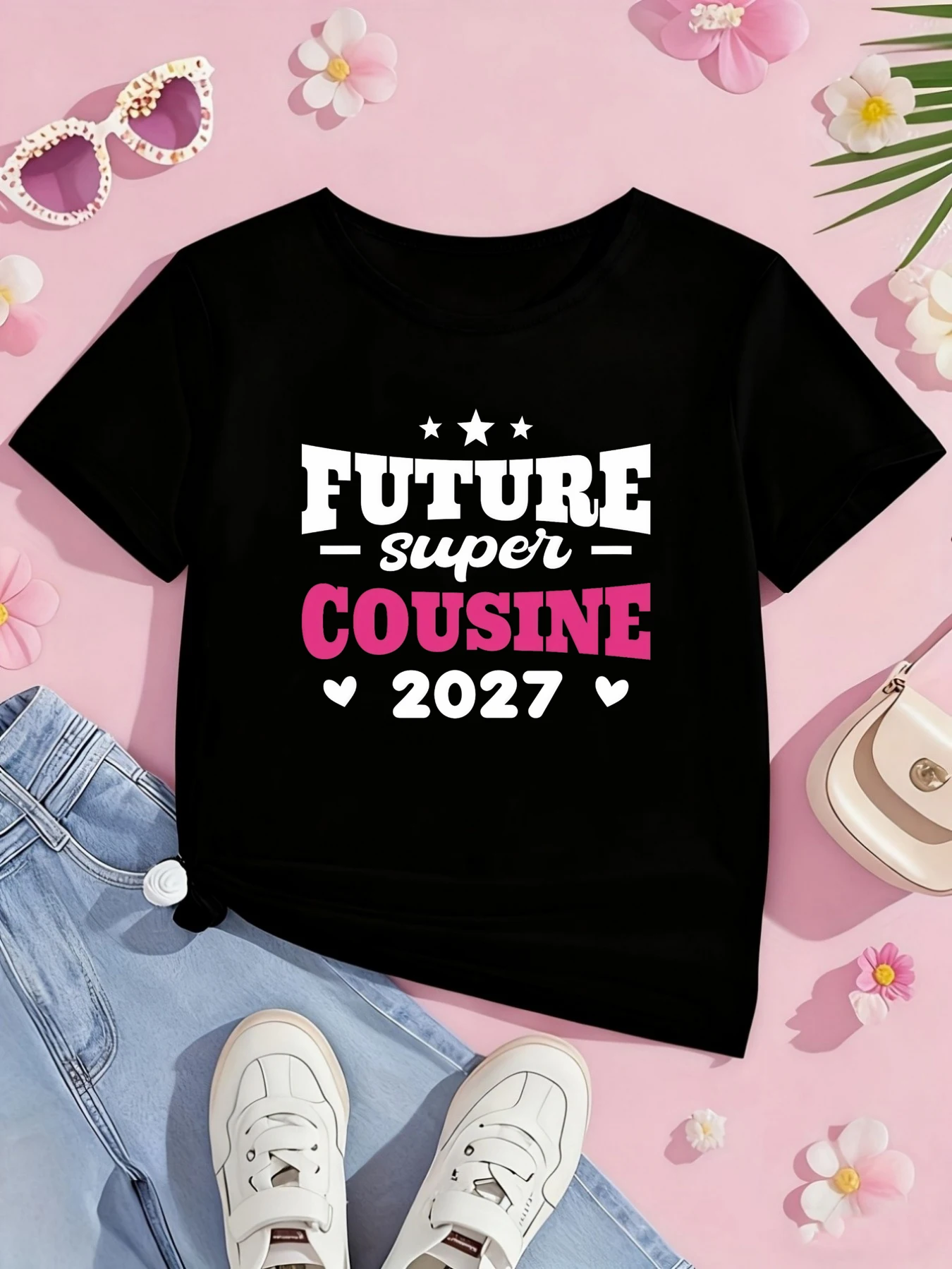 Camiseta estampada Future Super Cousin para niña, manga corta verano - imagen 3