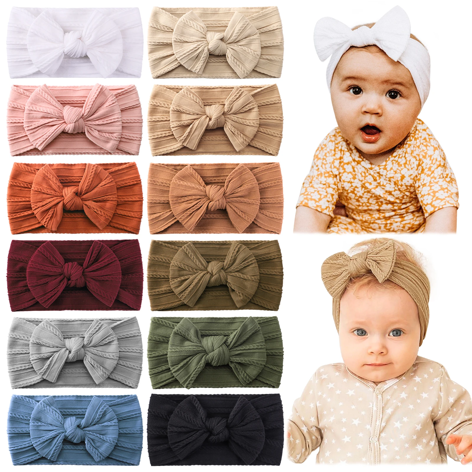 Diadema bebé con lazo – Turbante de algodón para niñas - imagen 3