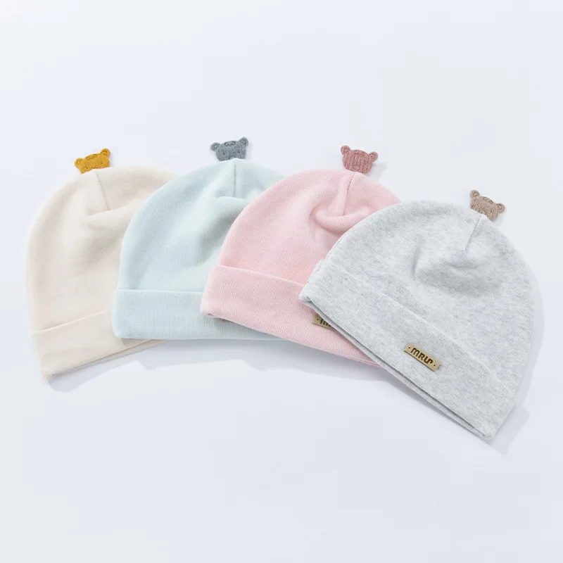 Gorro algodón suave con diseño oso para bebé recién nacido – Primavera/Otoño - imagen 2