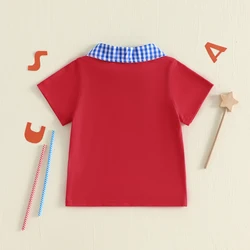Camiseta infantil de niño con bandera americana bordada y cremallera