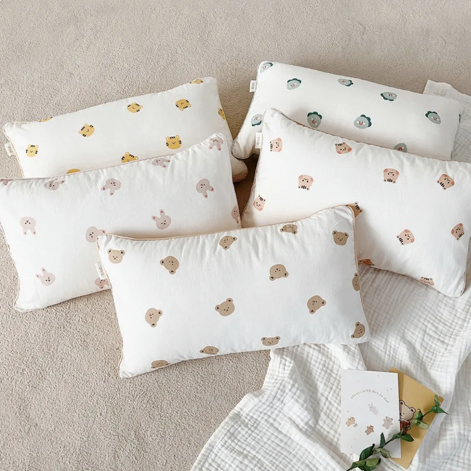 Funda de almohada transpirable de algodón para bebé – dibujos infantiles