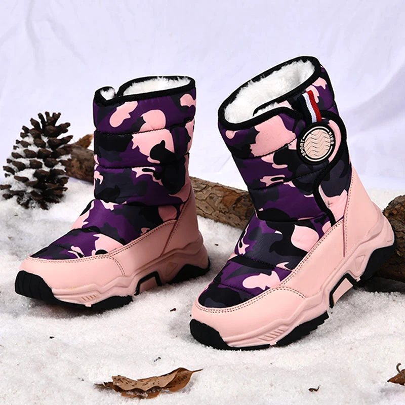 Botas de invierno impermeables con felpa cálida para niños - imagen 3