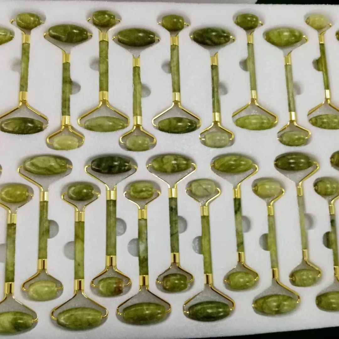 Raspador Gua Sha de jade rosa con doble cabeza