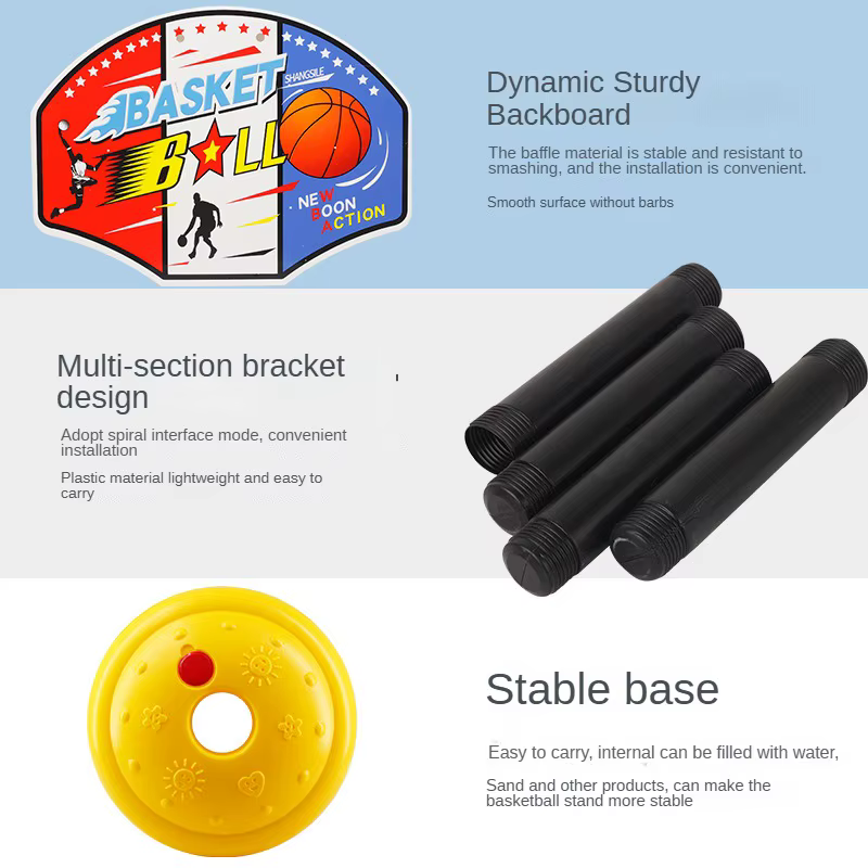 Canasta de baloncesto infantil con altura ajustable – Aro resistente - imagen 5