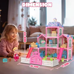 Casa de muñecas con luz LED y muebles para niñas