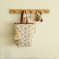 Bolsa de pañales de algodón para bebé con bordado de osito