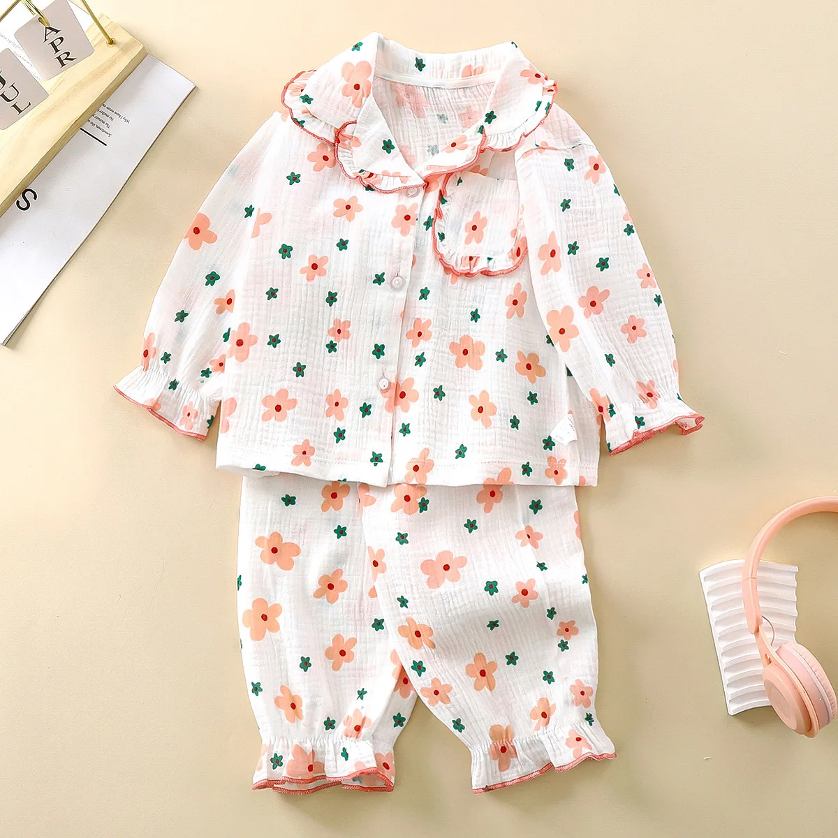 Pijama verano algodón transpirable con solapa para niños y niñas - imagen 2