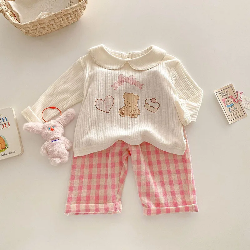 MILANCEL pantalones de niña con cuadritos rosas para verano - imagen 4