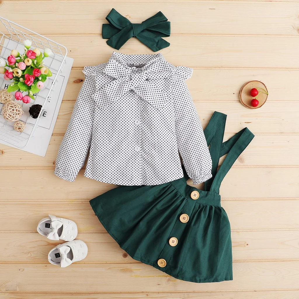 Vestido de volantes con top lunares y diadema para niña - imagen 4