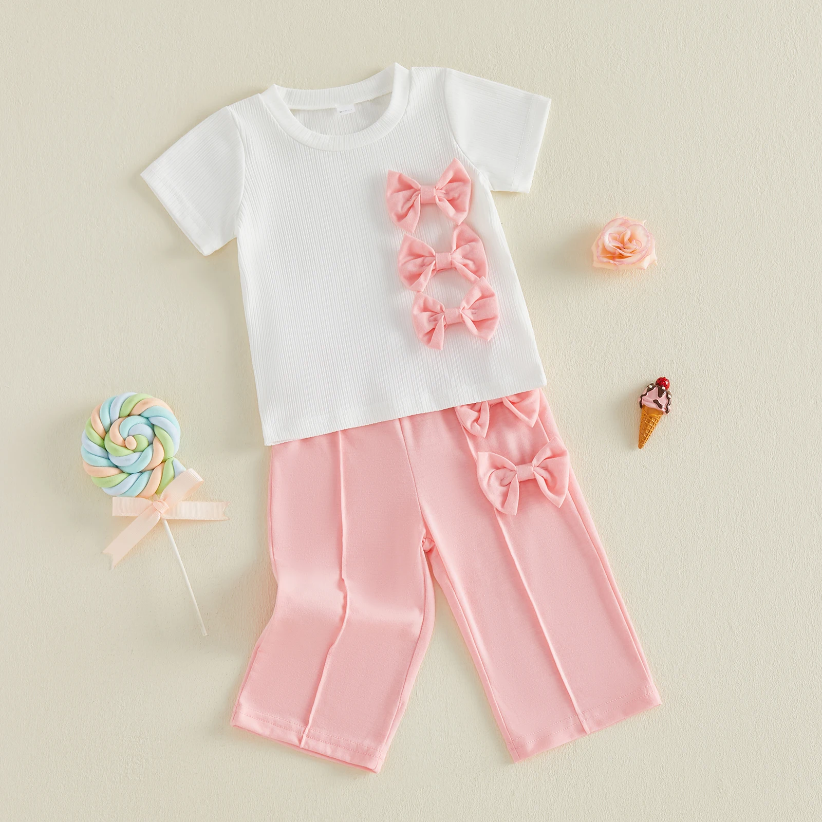 VISgogo conjunto bebé niño verano lazos decorativos y cuello redondo - imagen 5