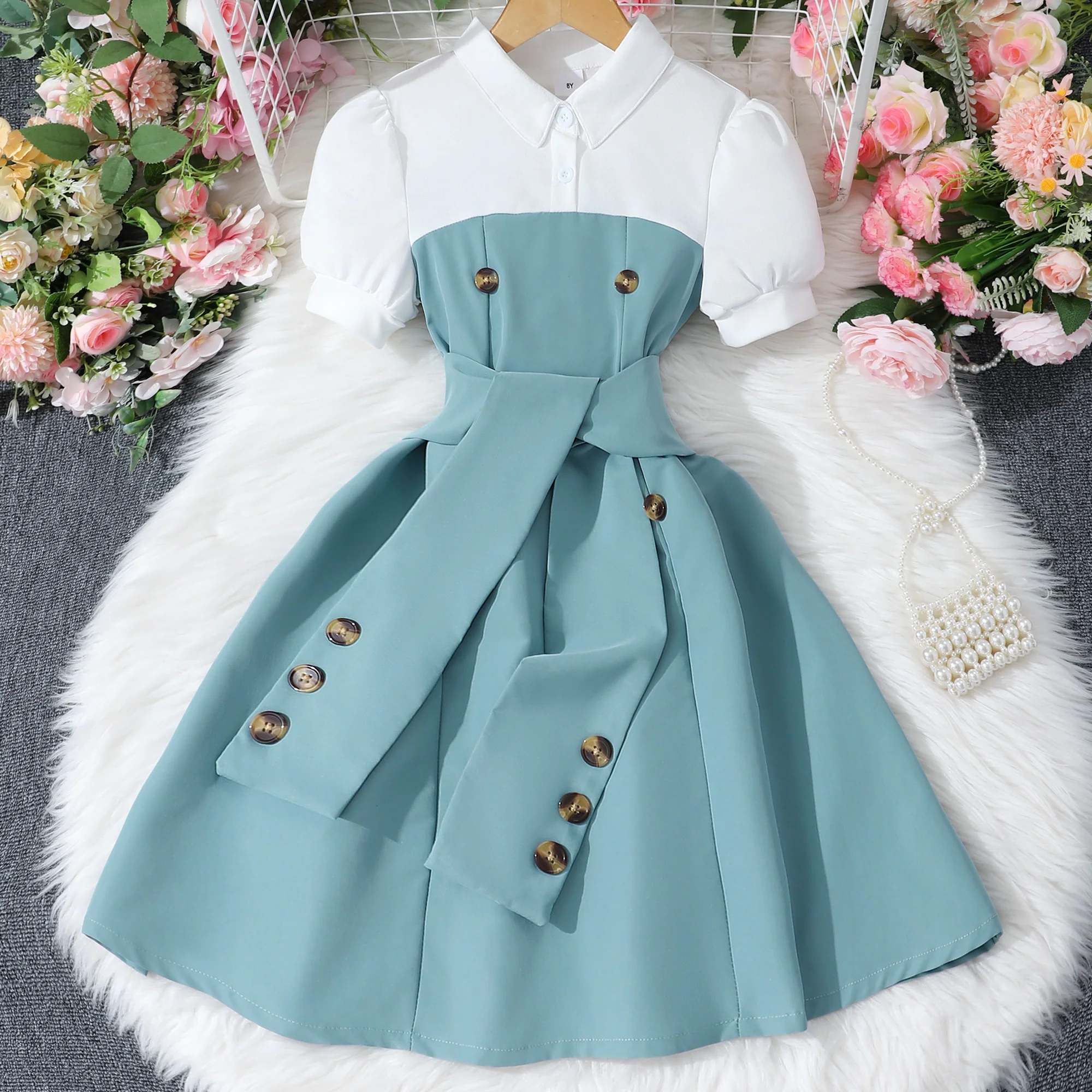 Vestido de verano para niña estilo retro británico - imagen 4