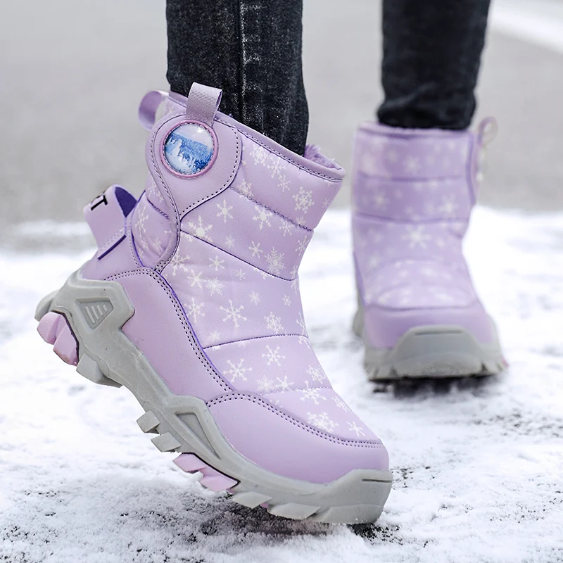 Botas de nieve impermeables niños – Cuero PU cálido invierno - imagen 4