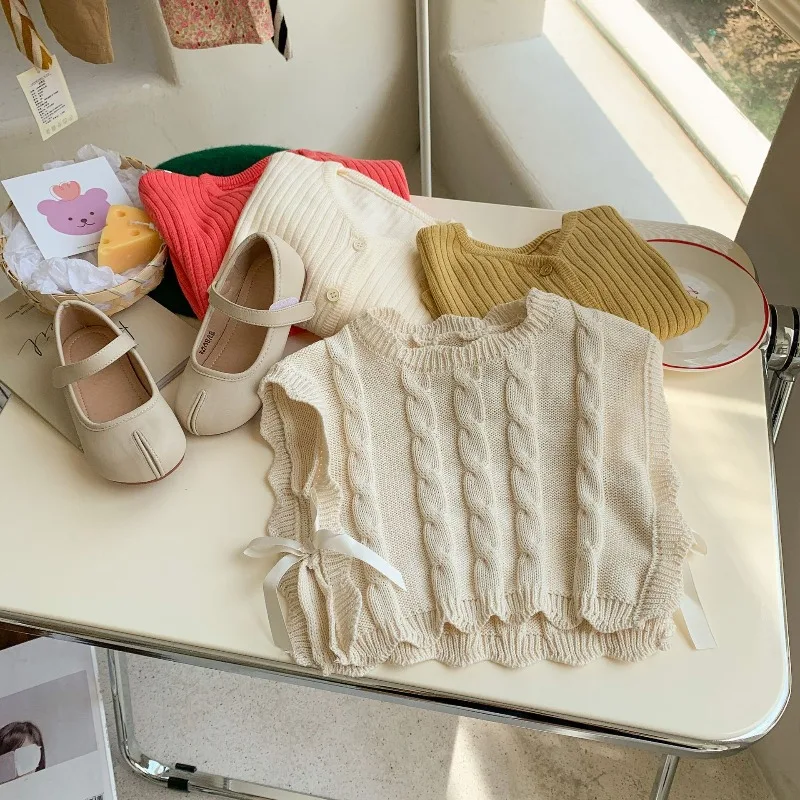 Chaleco de punto sin mangas con encaje bohemio para niñas - imagen 4