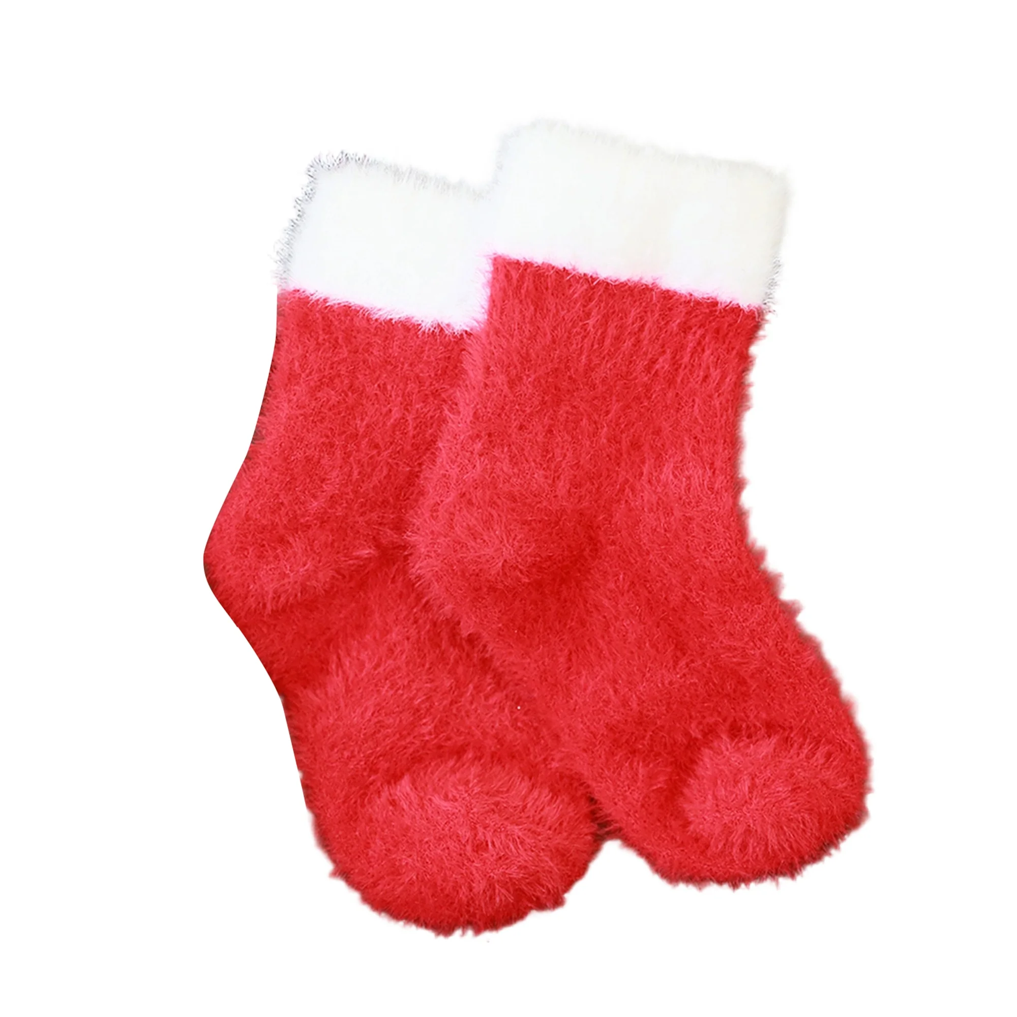 Calcetines navideños infantiles peludos y antideslizantes