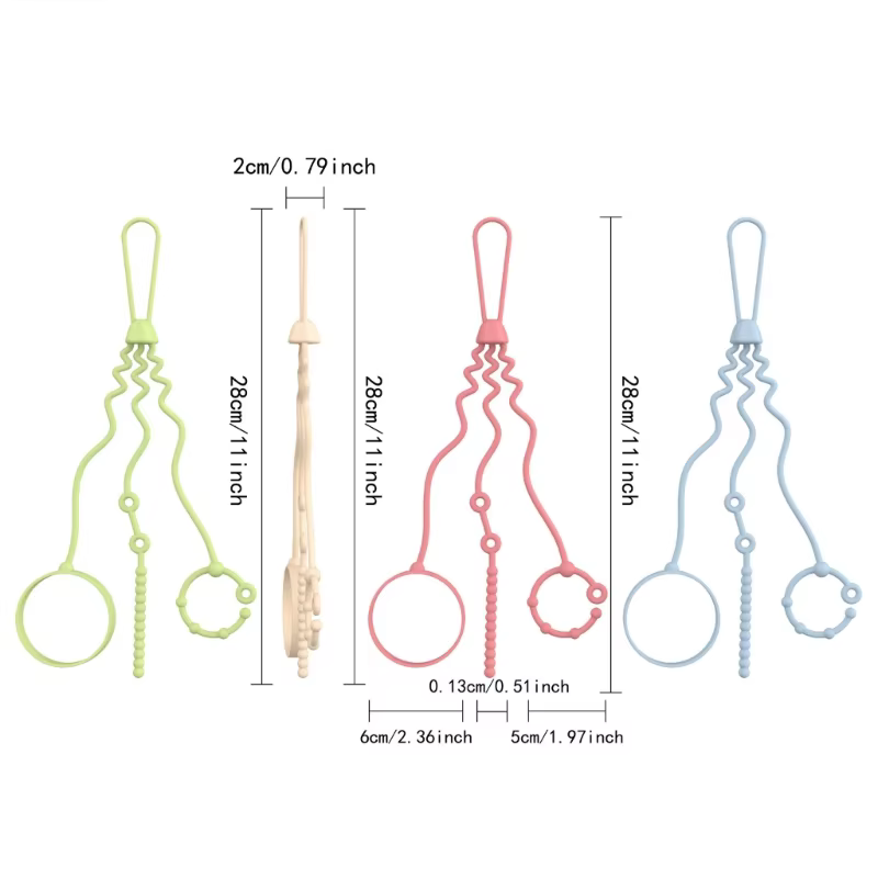 Cadena chupete silicona QX2D con correas ajustables para cochecito - imagen 5