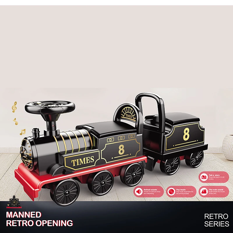 Niño conduciendo el tren eléctrico