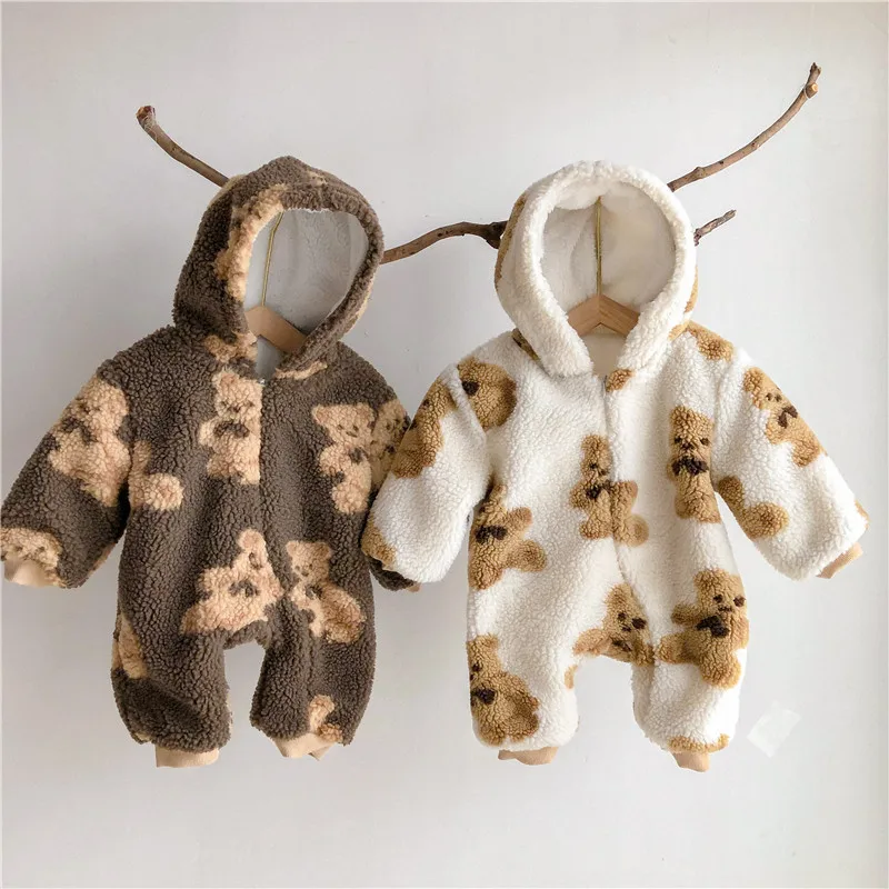 Somenie pelele con capucha de forro polar para bebés otoño/invierno - imagen 4