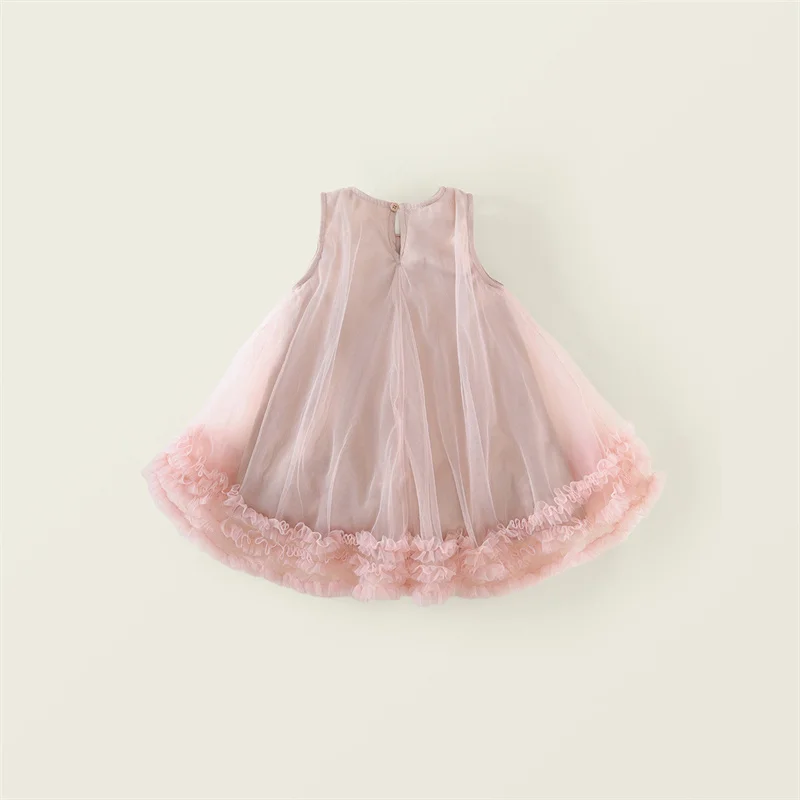 Vestido de verano en tul asimétrico para niñas con lazo - imagen 3