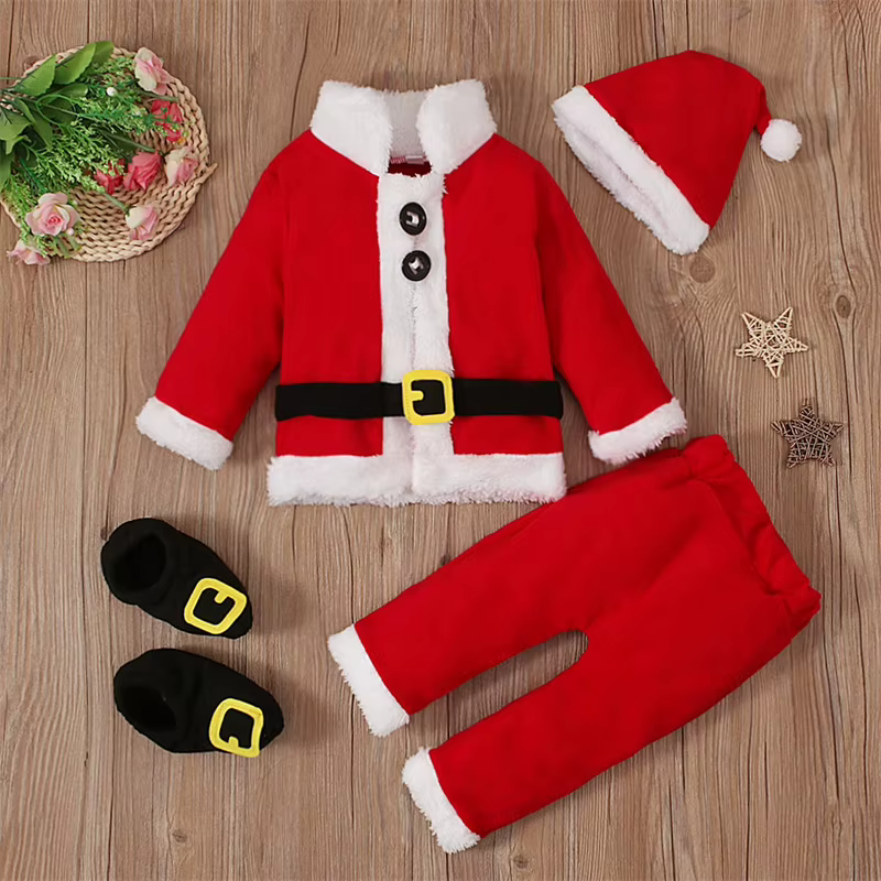 Conjunto navideño para bebé con abrigo y pantalón cálido - imagen 2