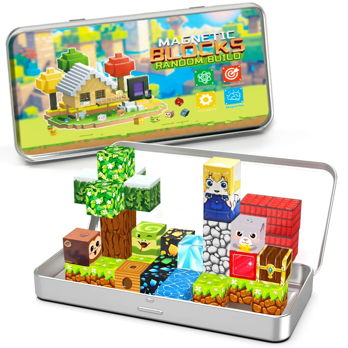 Bloques magnéticos STEM con caja portátil – Juego educativo para niños - imagen 2