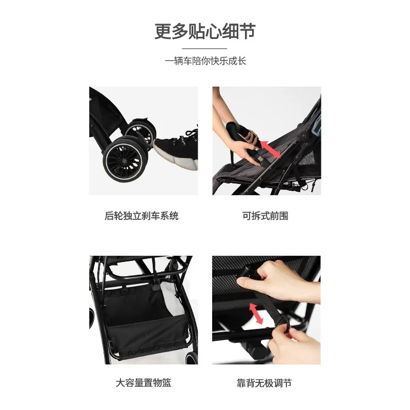 Cochecito de paseo reclinable y plegable compacto para bebé